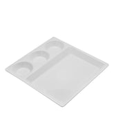 12 Pc Pack Melamine 4-Compartment Serving Tray, Horeca Buffet-Style White Plate - Durable, Food-Safe